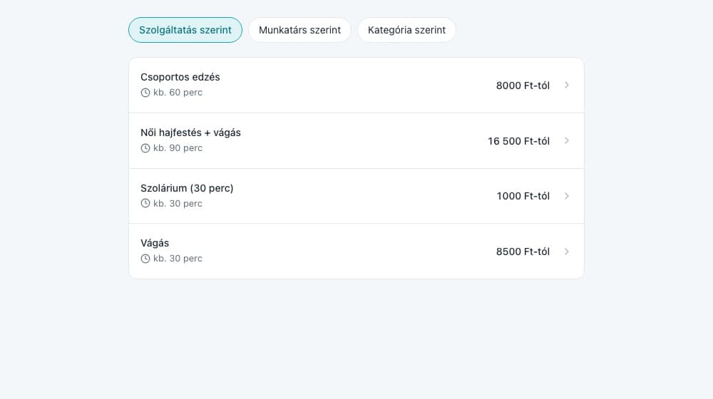 A beágyazott foglaló a szolgáltató weboldalán